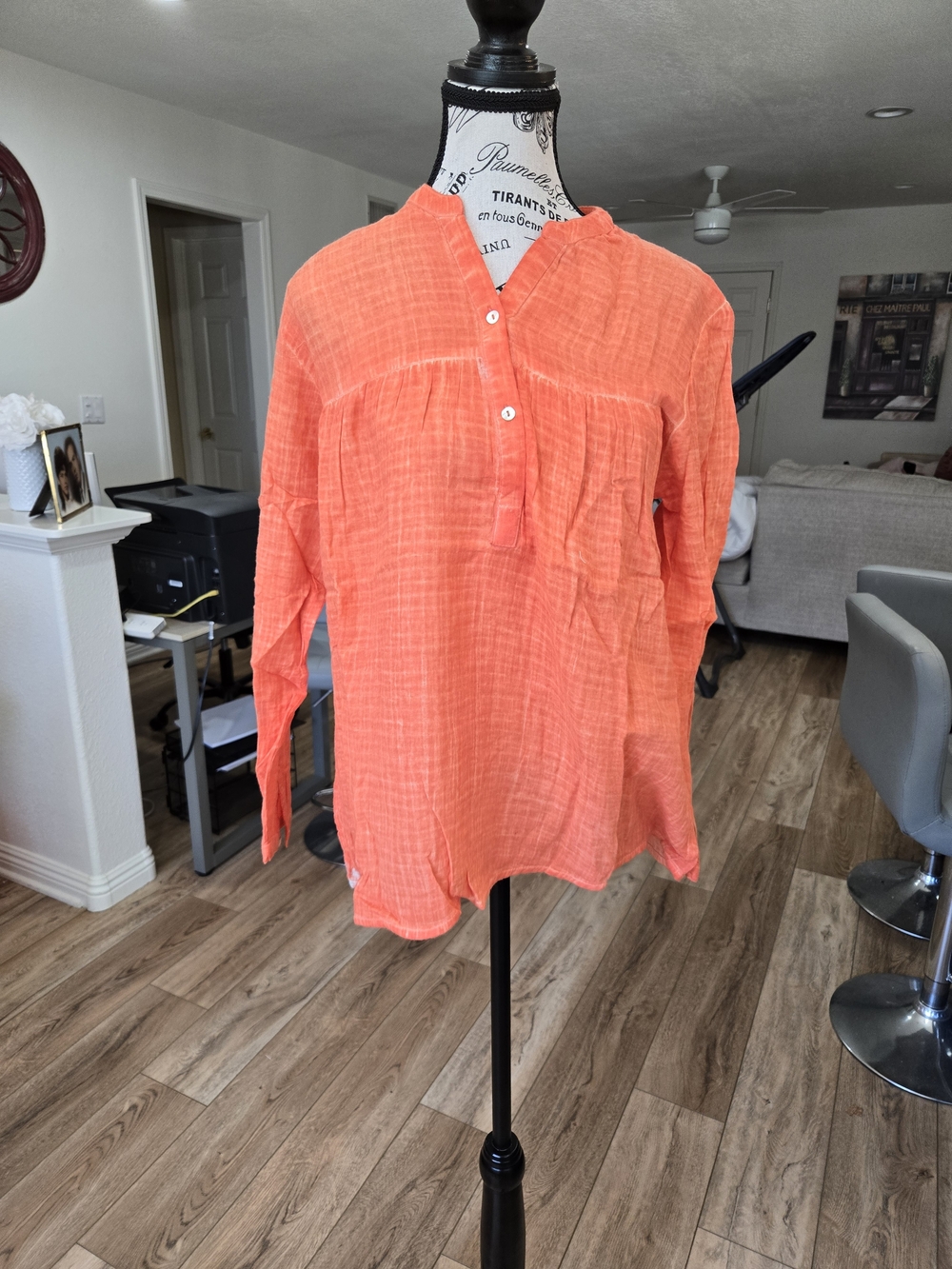 Lightweight Coral Orange Women's Long Sleeve Top